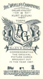 2012 Topps Allen & Ginter - Mini A & G Back #69 Kurt Suzuki Back