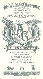 2012 Topps Allen & Ginter - Mini A & G Back #70 Aroldis Chapman Back