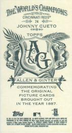 2012 Topps Allen & Ginter - Mini A & G Back #74 Johnny Cueto Back