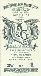 2012 Topps Allen & Ginter - Mini A & G Back #78 Joe Mauer Back