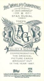2012 Topps Allen & Ginter - Mini A & G Back #88 Stan Musial Back