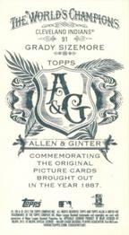 2012 Topps Allen & Ginter - Mini A & G Back #91 Grady Sizemore Back