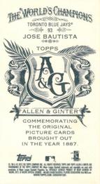 2012 Topps Allen & Ginter - Mini A & G Back #93 Jose Bautista Back