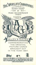 2012 Topps Allen & Ginter - Mini A & G Back #97 Max Scherzer Back