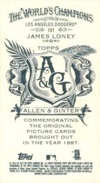 2012 Topps Allen & Ginter - Mini A & G Back #101 James Loney Back