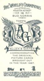 2012 Topps Allen & Ginter - Mini A & G Back #106 Bud Norris Back