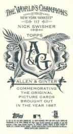 2012 Topps Allen & Ginter - Mini A & G Back #117 Nick Swisher Back