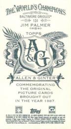 2012 Topps Allen & Ginter - Mini A & G Back #131 Jim Palmer Back