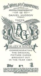 2012 Topps Allen & Ginter - Mini A & G Back #132 Daniel Hudson Back