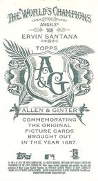 2012 Topps Allen & Ginter - Mini A & G Back #166 Ervin Santana Back