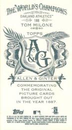 2012 Topps Allen & Ginter - Mini A & G Back #188 Tom Milone Back