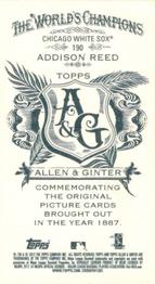 2012 Topps Allen & Ginter - Mini A & G Back #190 Addison Reed Back