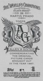 2012 Topps Allen & Ginter - Mini A & G Back #208 Martin Prado Back