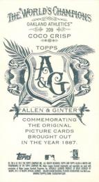 2012 Topps Allen & Ginter - Mini A & G Back #209 Coco Crisp Back