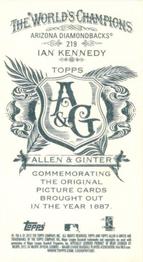 2012 Topps Allen & Ginter - Mini A & G Back #219 Ian Kennedy Back