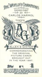 2012 Topps Allen & Ginter - Mini A & G Back #221 Carlos Marmol Back