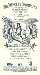 2012 Topps Allen & Ginter - Mini A & G Back #234 Carlos Lee Back