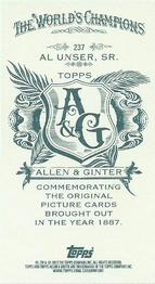 2012 Topps Allen & Ginter - Mini A & G Back #237 Al Unser Sr. Back