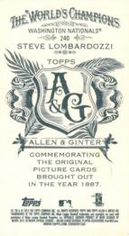 2012 Topps Allen & Ginter - Mini A & G Back #240 Steve Lombardozzi Back