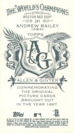 2012 Topps Allen & Ginter - Mini A & G Back #241 Andrew Bailey Back