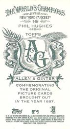 2012 Topps Allen & Ginter - Mini A & G Back #249 Phil Hughes Back