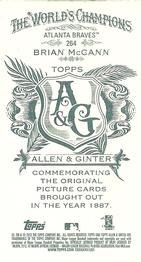 2012 Topps Allen & Ginter - Mini A & G Back #264 Brian McCann Back