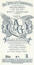 2012 Topps Allen & Ginter - Mini A & G Back #279 Brett Gardner Back