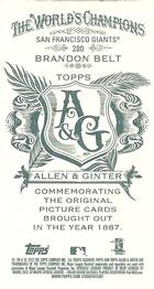 2012 Topps Allen & Ginter - Mini A & G Back #280 Brandon Belt Back