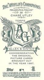 2012 Topps Allen & Ginter - Mini A & G Back #291 Chase Utley Back