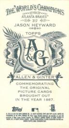 2012 Topps Allen & Ginter - Mini A & G Back #317 Jason Heyward Back