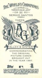 2012 Topps Allen & Ginter - Mini A & G Back #322 Sergio Santos Back