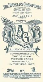 2012 Topps Allen & Ginter - Mini A & G Back #327 Jon Lester Back