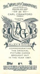 2012 Topps Allen & Ginter - Mini A & G Back #331 Carl Crawford Back