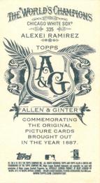 2012 Topps Allen & Ginter - Mini A & G Back #335 Alexei Ramirez Back
