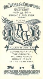 2012 Topps Allen & Ginter - Mini A & G Back #338 Prince Fielder Back