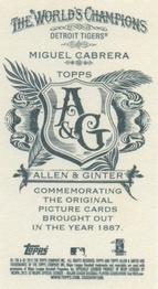 2012 Topps Allen & Ginter - Mini No Card Number #NNO Miguel Cabrera Back