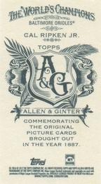 2012 Topps Allen & Ginter - Mini No Card Number #NNO Cal Ripken Jr. Back