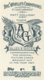 2012 Topps Allen & Ginter - Mini No Card Number #NNO Matt Holliday Back