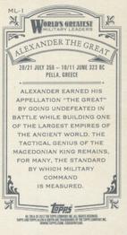 2012 Topps Allen & Ginter - Mini World's Greatest Military Leaders #ML-1 Alexander the Great Back