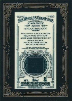 2012 Topps Allen & Ginter - Relics #AGR-BM Brian McCann Back