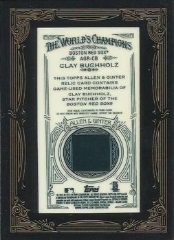 2012 Topps Allen & Ginter - Relics #AGR-CB Clay Buchholz Back