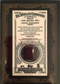 2012 Topps Allen & Ginter - Relics #AGR-HCO Hank Conger Back