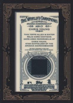 2012 Topps Allen & Ginter - Relics #AGR-CY Chris Young Back