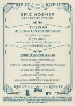 2012 Topps Allen & Ginter - Rip Cards #RC67 Eric Hosmer Back