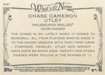 2012 Topps Allen & Ginter - What's in a Name? #WIN7 Chase Utley Back