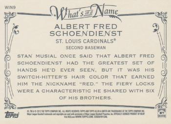 2012 Topps Allen & Ginter - What's in a Name? #WIN9 Red Schoendienst Back
