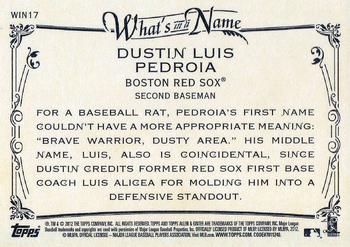 2012 Topps Allen & Ginter - What's in a Name? #WIN17 Dustin Pedroia Back