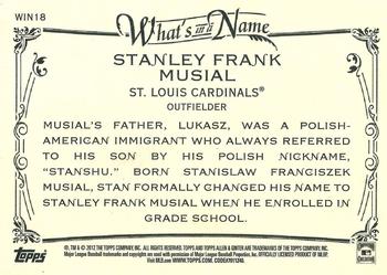 2012 Topps Allen & Ginter - What's in a Name? #WIN18 Stan Musial Back