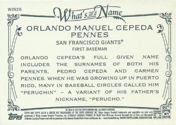 2012 Topps Allen & Ginter - What's in a Name? #WIN26 Orlando Cepeda Back