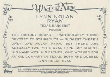 2012 Topps Allen & Ginter - What's in a Name? #WIN29 Nolan Ryan Back